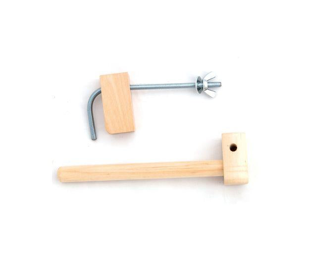 Wickelstab mit Befestigungsklemme für Kettfäden